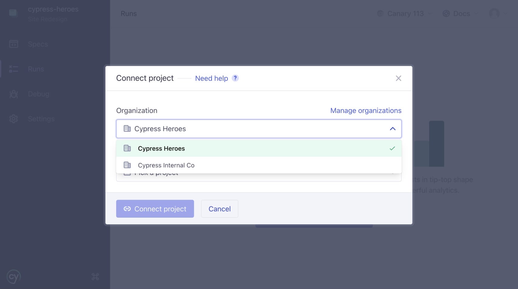 Choose an Organization