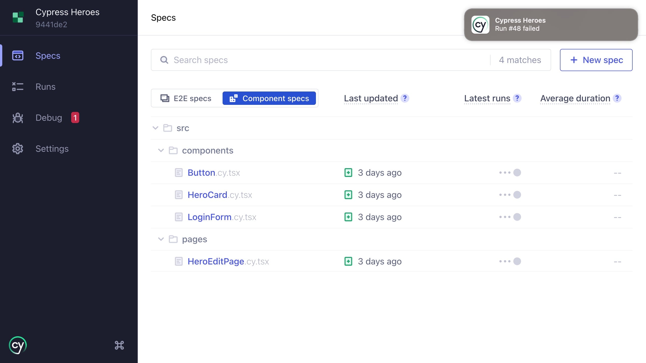 Cypress app notification for recorded runs on macOS